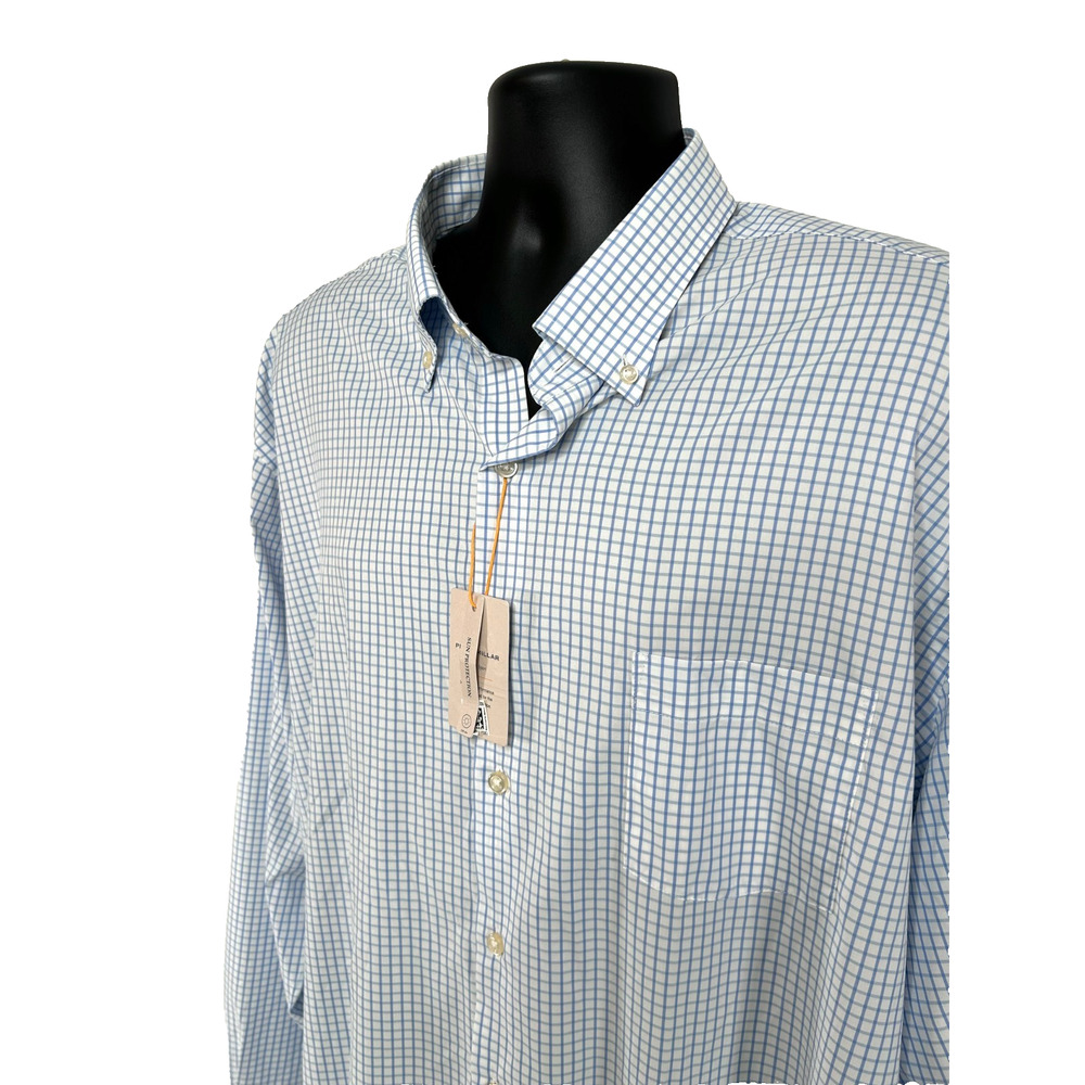 Peter Millar Men's Hanford Performance Twill Sport Shirt Cottage Blue Size XXL